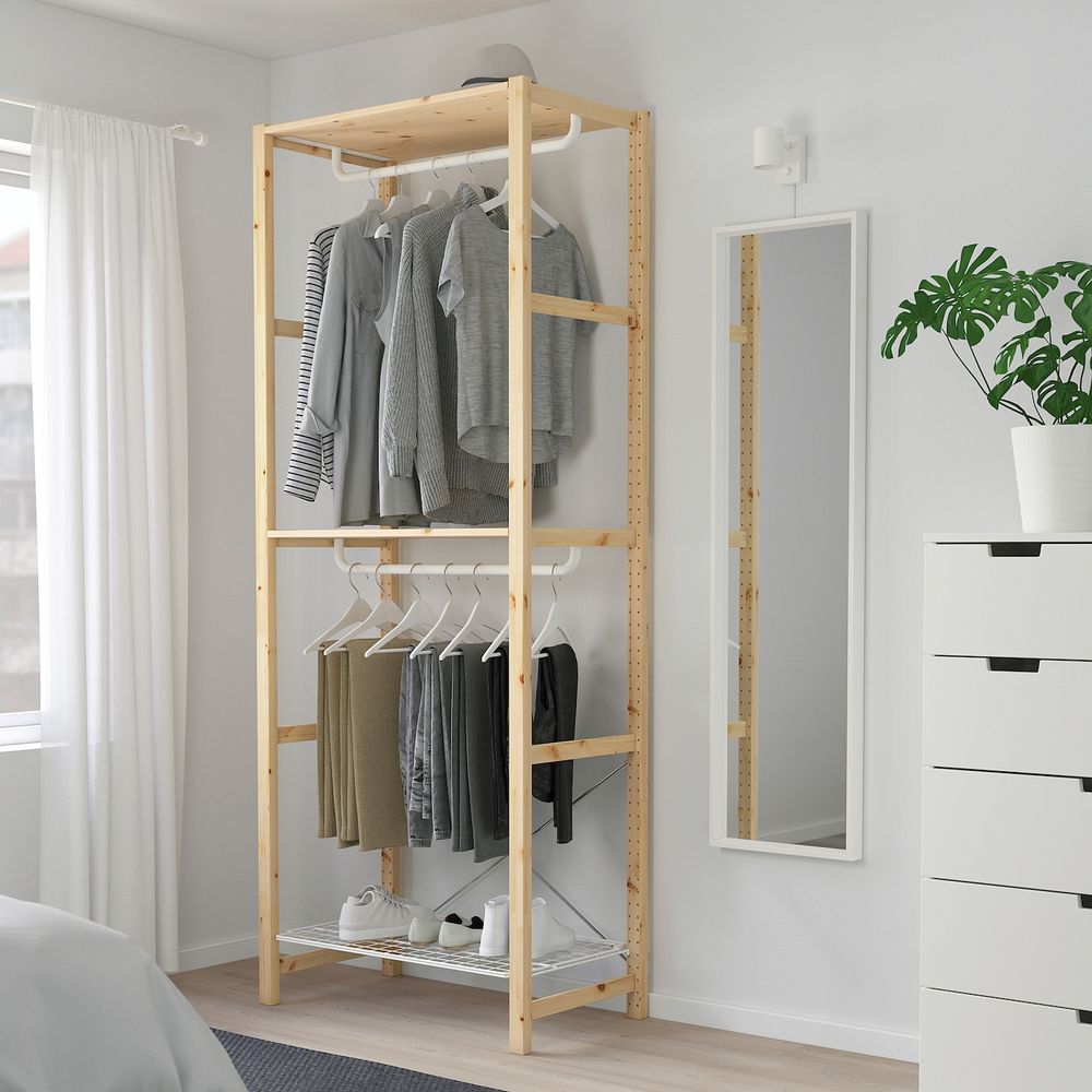 Стеллаж с платяной штангой 89x50x226 см IKEA IVAR ИВАР 392.876.85 - фото 1
