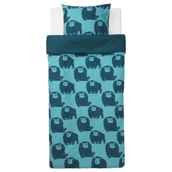 Пододеяльник и 1 наволочка, обезьянка, синий 150x200/50x70 см IKEA ДЬЮНГЕЛЬСКОГ 703.937.11 - фото 2
