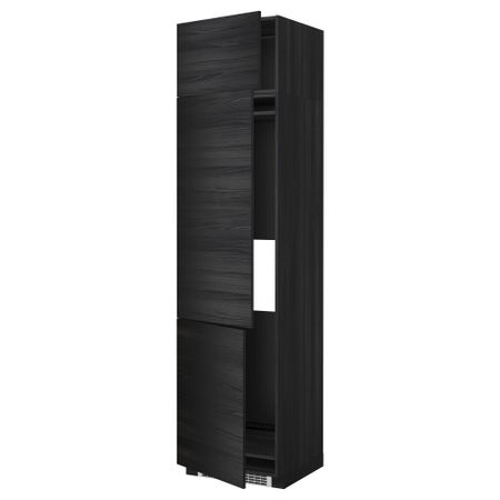 Высокий шкаф для холодильника или морозильника, с 3 дверями МЕТОД, черный, Тингсрид черный