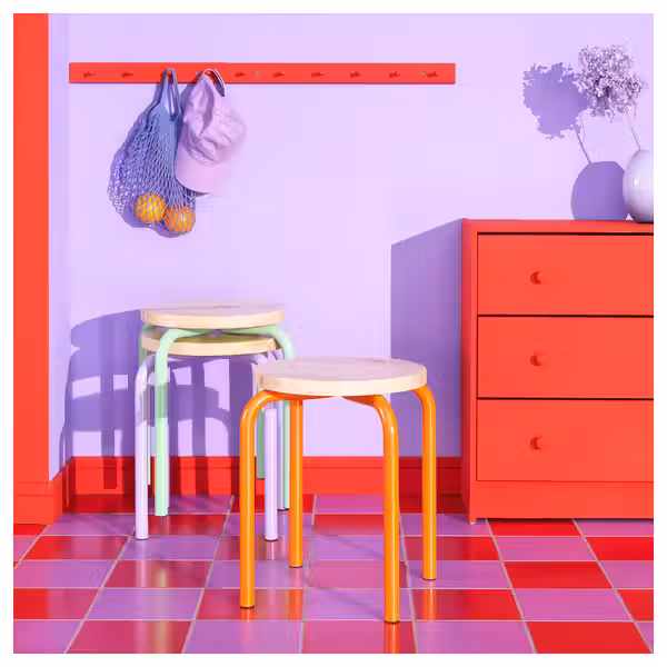 DOMSTEN Табурет - оранжевый/сосна - фото 2