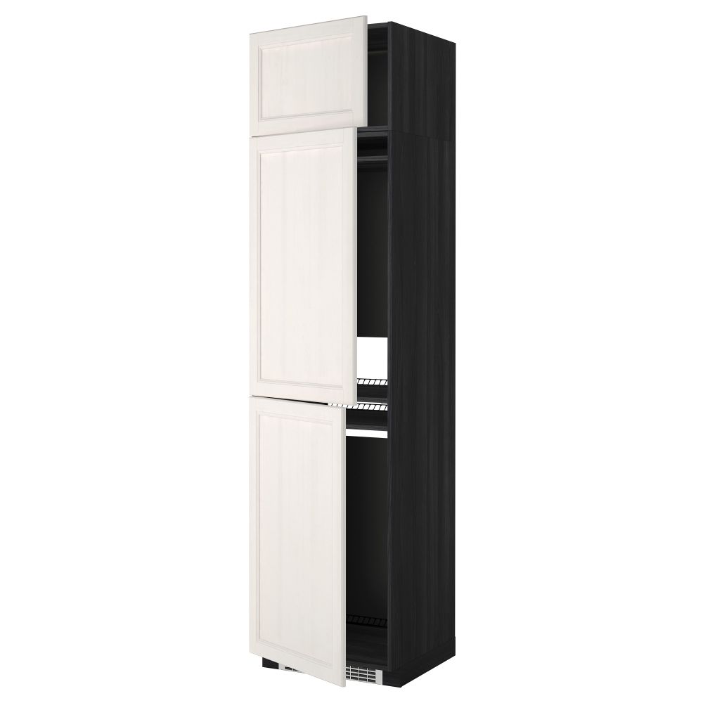 Высокий шкаф для холодильника или морозильника, с 3 дверями МЕТОД, черный, Лаксарби белый (60x60x240 см) - схема-чертеж с размерами