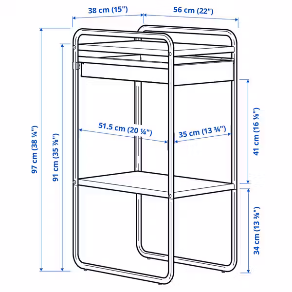 SUNNERSTA Модуль для хранения 56x38 см - схема-чертеж с размерами