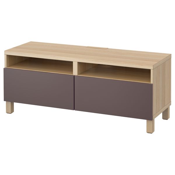 Тумба для ТВ с ящиками БЕСТО, под беленый дуб, Вальвикен темно-коричневый (120x40x48 см) - фото 1