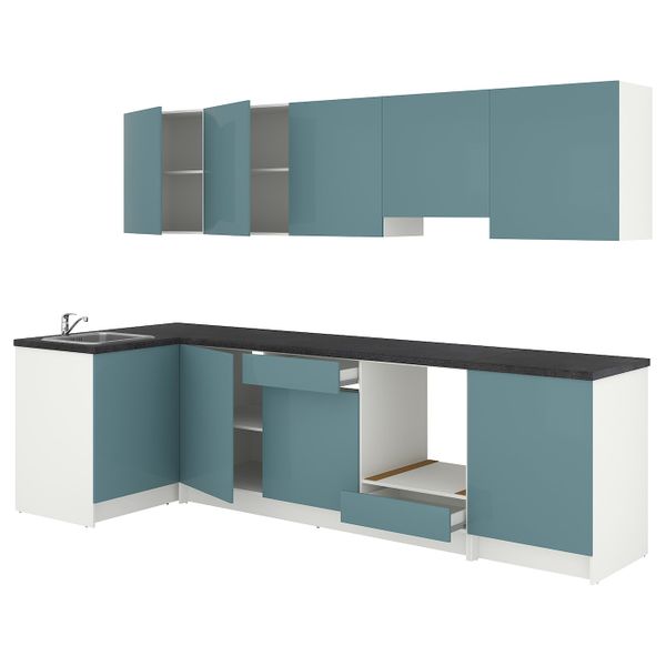 Кухня, глянцевый/синяя бирюза 120x300x220 см IKEA KNOXHULT КНОКСХУЛЬТ 994.243.83 - фото 1