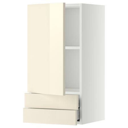 Навесной шкаф с дверцей, 2 ящика МЕТОД / МАКСИМЕРА, белый, Рингульт кремовый