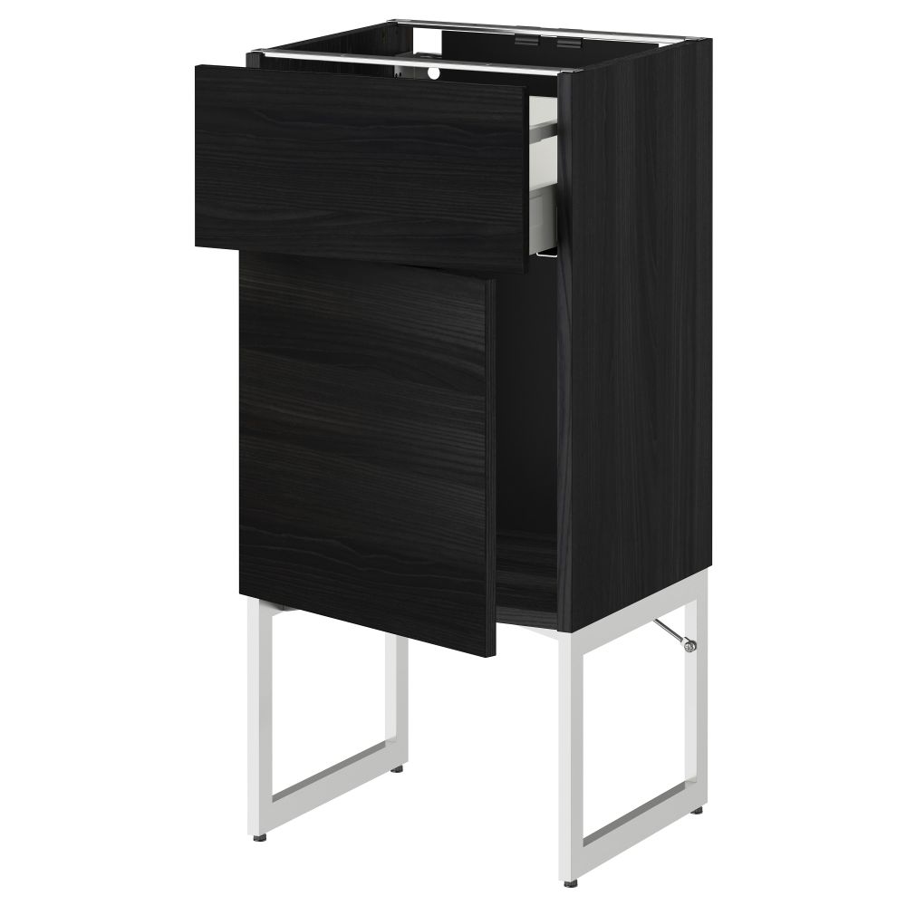 Напольный шкаф с ящиком, дверью МЕТОД / МАКСИМЕРА, черный, Тингсрид черный - схема-чертеж с размерами