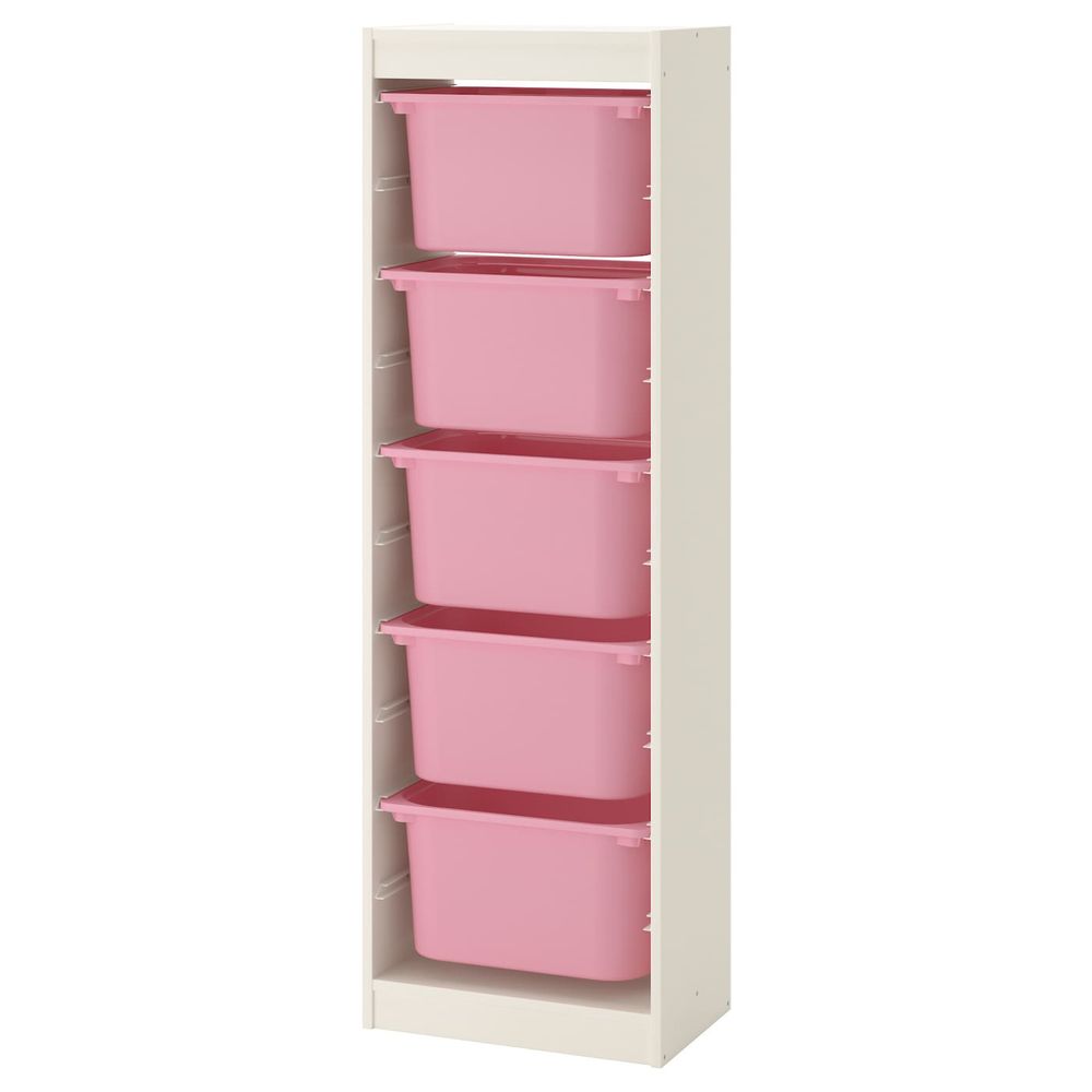 Комбинация для/хранения+контейнеры, белый, розовый 46x30x145 см IKEA ТРУФАСТ 292.222.13 - фото 1