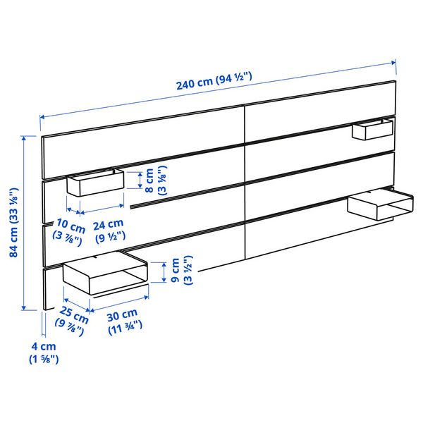 NORDLI Изголовье - белый 140/160 см - схема-чертеж с размерами