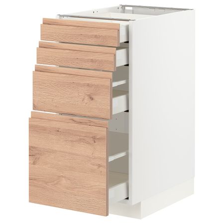Напольный шкаф 4 фасада/4 ящика, белый/Воксторп под дуб 40x60 см IKEA METOD МЕТОД / MAXIMERA МАКСИМЕРА 894.142.85