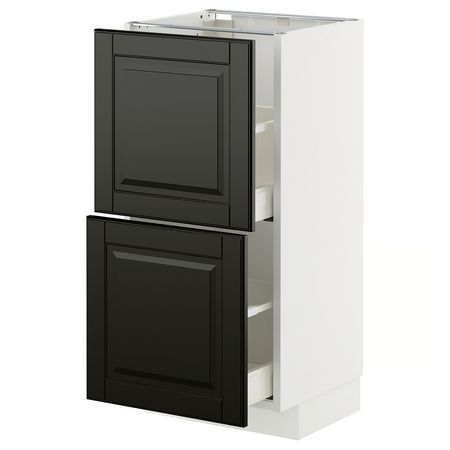 METOD / MAXIMERA Напольный шкаф с 2 ящиками - белый/Bodbyn чёрный 40x37 см