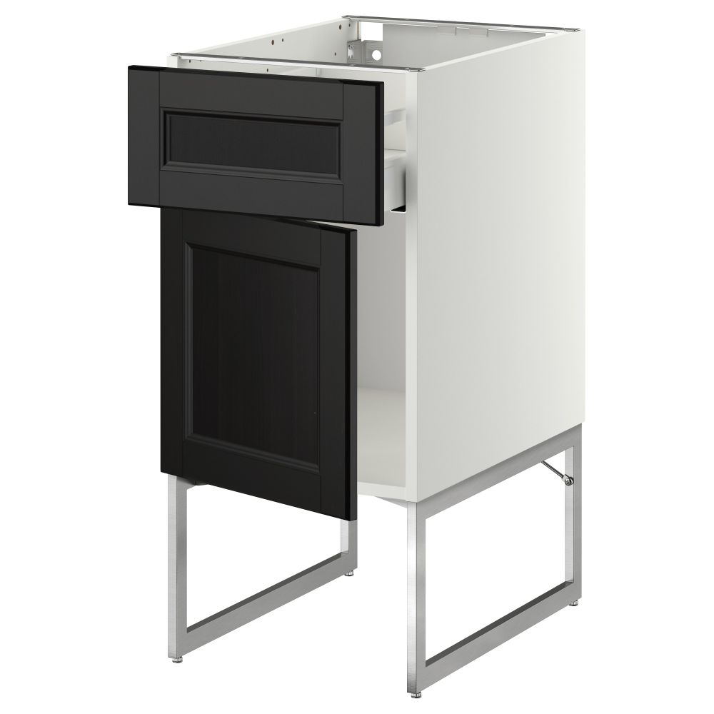 Напольный шкаф с ящиком, дверью МЕТОД / МАКСИМЕРА, белый, Лаксарби черно-коричневый - схема-чертеж с размерами