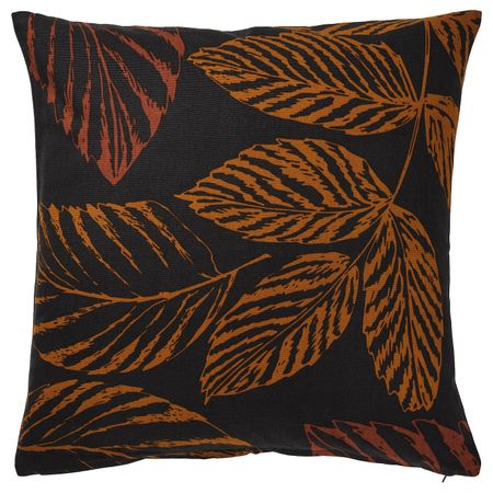 Чехол на подушку, орнамент «лист» черный-оранжевый 50x50 см IKEA HÖSTKVÄLL ХЁСТКВЭЛЛ 204.973.82