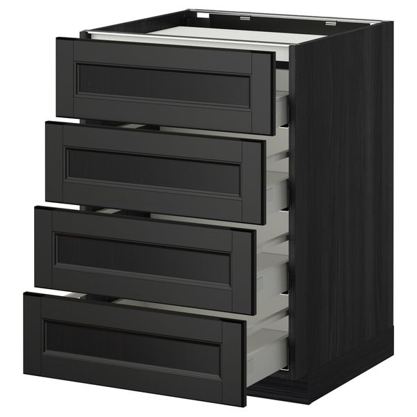 Напольный шкаф, 4 фронтальных панели, 4 ящика МЕТОД / МАКСИМЕРА, черный, Лаксарби черно-коричневый - фото 1