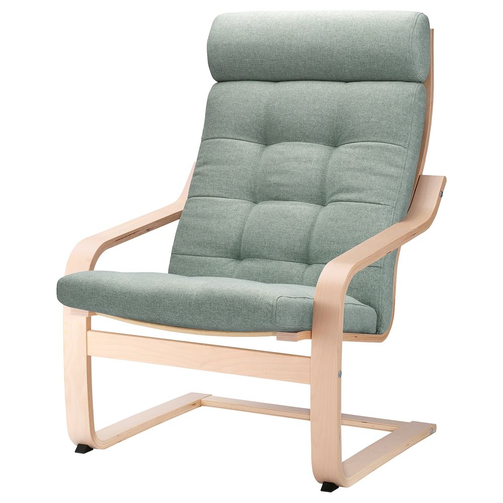 Кресло, березовый шпон/Гуннаред светло-зеленый IKEA POÄNG ПОЭНГ 094.372.19 - фото 1