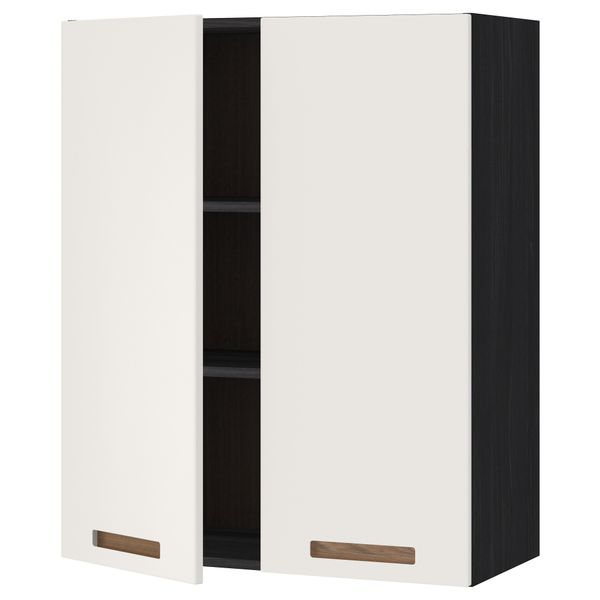 Навесной шкаф с полками, 2 дверцы МЕТОД, черный, Мэрста белый - схема-чертеж с размерами