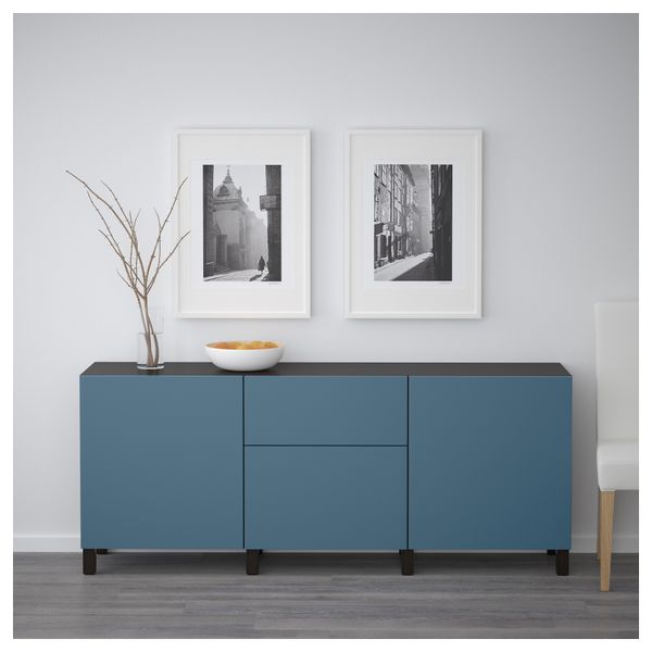 Комбинация для хранения с ящиками БЕСТО, черно-коричневый, Вальвикен темно-синий - фото 3