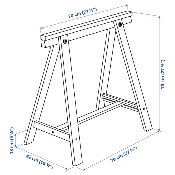 Опора для стола, черный 70x70 см IKEA ODDVALD ОДВАЛЬД 603.849.34 - схема-чертеж с размерами