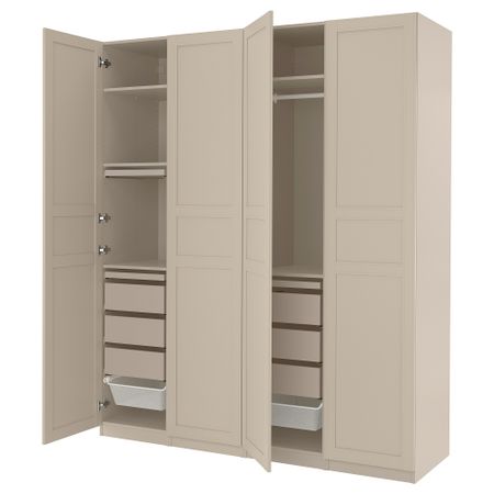 Гардероб, комбинация, 200x60x236 см, серо-бежевый, серо-бежевый IKEA PAX ПАКС, FLISBERGET ФЛИСБЕРГЕТ 594.298.58