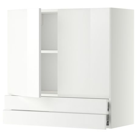 Навесной шкаф, 2 дверцы, 2 ящика МЕТОД / ФОРВАРА, белый, Рингульт белый
