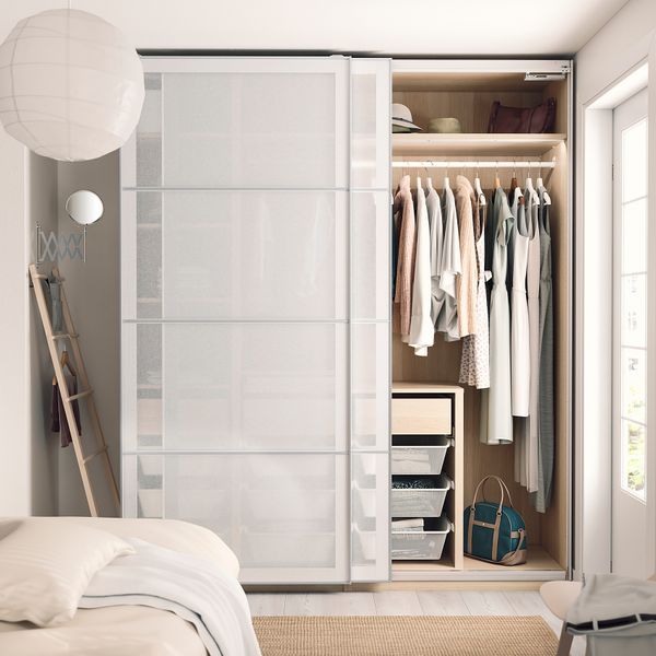 4 панели для рамы раздвижной дверцы, белый под бумагу, 100x236 см IKEA SVARTISDAL СВАРТИСДАЛЬ 604.735.72 - фото 3