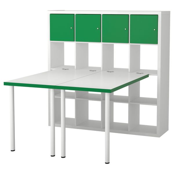 Стол, комбинация КАЛЛАКС, бел/зелен (147x147 см) - фото 1