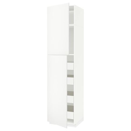 Высокий шкаф/2дверцы/4ящика, белый/Хэггеби белый 60x60x240 см IKEA МЕТОД / ФОРВАРА 393.836.01
