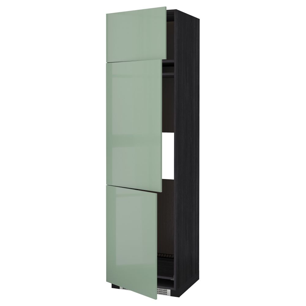 Высокий шкаф для холодильника или морозильника, с 3 дверями МЕТОД, черный, Калларп светло-зеленый - схема-чертеж с размерами