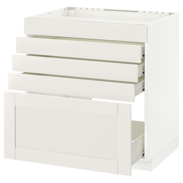 Напольный шкаф для варочной панели, 5 фасадов, 4 ящиков МЕТОД / ФОРВАРА, белый, Сэведаль белый - схема-чертеж с размерами