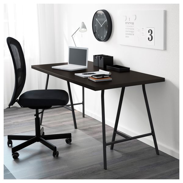 Стол ЛИННМОН / ЛЕРБЕРГ, черно-коричневый, серый (150x75 см) - схема-чертеж с размерами