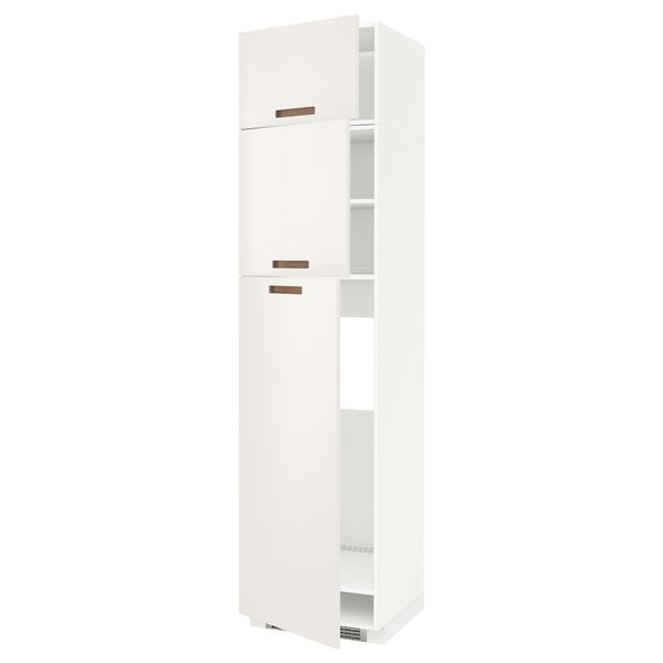 Высокий шкаф для холодильника, 3 дверцы МЕТОД, белый, Мэрста белый (60x60x240 см) - схема-чертеж с размерами