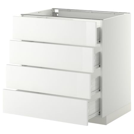 Напольный шкаф 4 фронтальных панели, 4 ящика МЕТОД / ФОРВАРА, белый, Рингульт белый