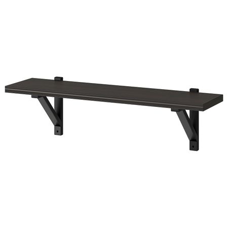 Полка навесная, коричнево-чёрный, черный, 80x22 см IKEA БЕРГСХУЛЬТ / ЭКБИ ВАЛЬТЕР 092.906.89
