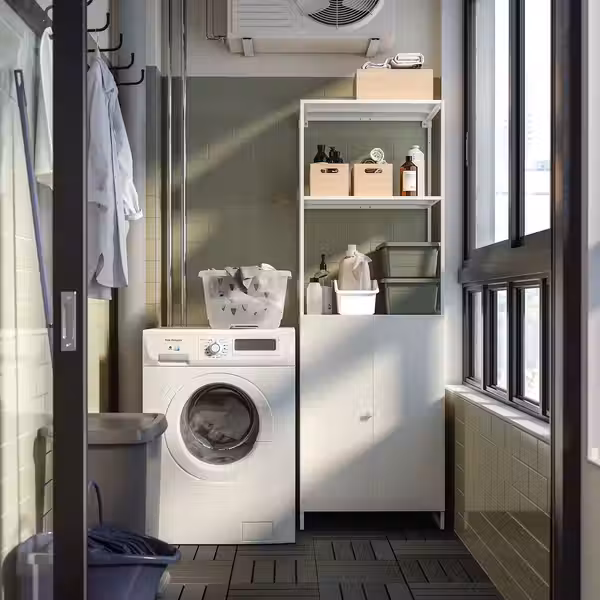 JOSTEIN Стеллаж с дверцами - д/дома/улицы/белый 61x44x180 см - фото 2