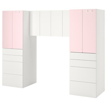 Комбинация для хранения, белый/бледно-розовый 240x57x181 см IKEA SMÅSTAD СМОСТАД 294.319.09