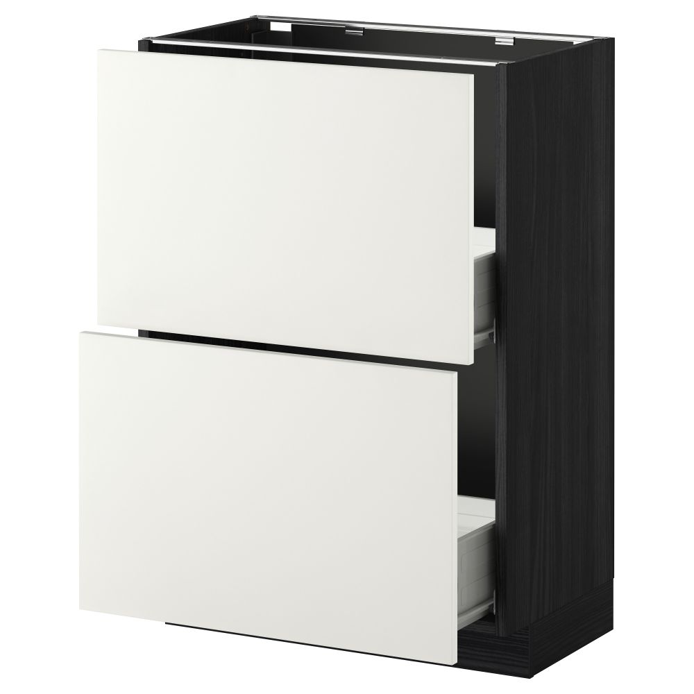 Напольный шкаф с 2 ящиками МЕТОД / ФОРВАРА, черный, Хэггеби белый - схема-чертеж с размерами