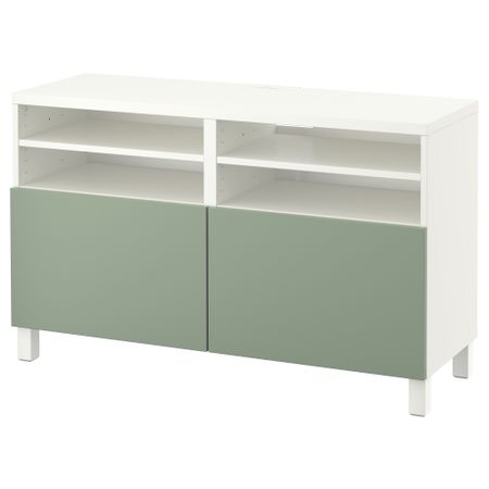 Тумба под ТВ, с дверцами БЕСТО, белый, Лаппвикен зеленый (120x40x74 см)