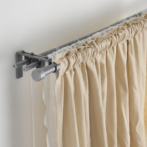 Карниз гардинный, серебристый 120-210 см IKEA HUGAD ХУГАД 404.034.48 - схема-чертеж с размерами