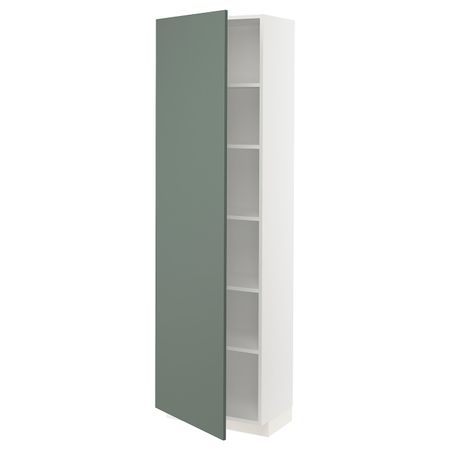 Высокий шкаф с полками, белый/Бодарп серо-зеленый 60x37x200 см IKEA METOD МЕТОД 794.463.38