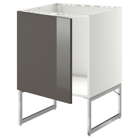 Напольный шкаф для раковины МЕТОД, белый, Рингульт серый (60x60x60 см)