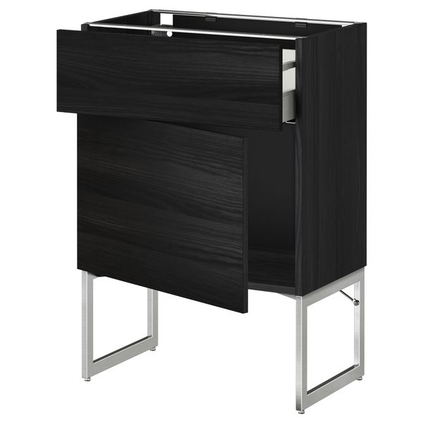 Напольный шкаф с ящиком, дверью МЕТОД / МАКСИМЕРА, черный, Тингсрид черный - схема-чертеж с размерами