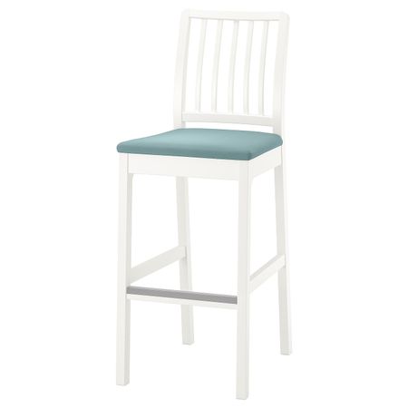Стул барный, белый/Хакебу светлая бирюза 75 см IKEA EKEDALEN ЭКЕДАЛЕН 694.294.43