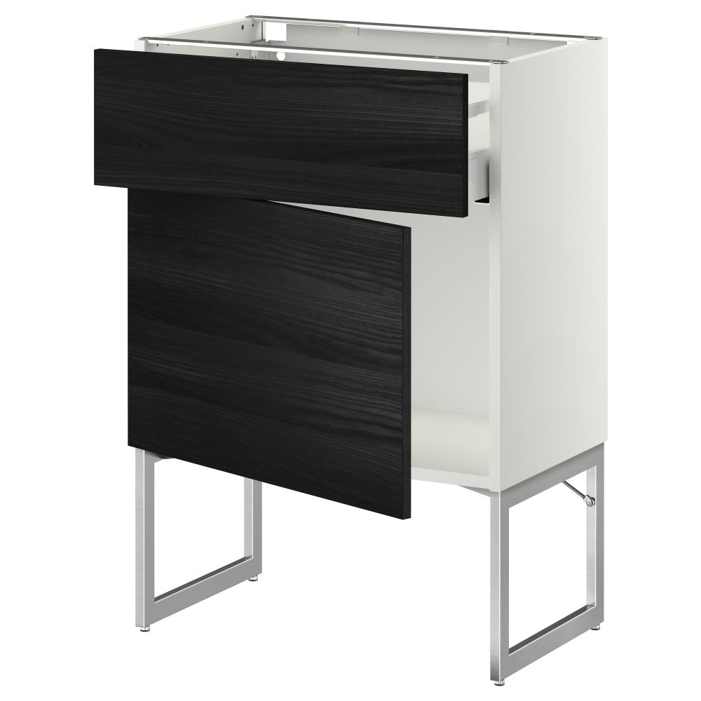 Напольный шкаф с ящиком, дверью МЕТОД / МАКСИМЕРА, белый, Тингсрид черный - схема-чертеж с размерами