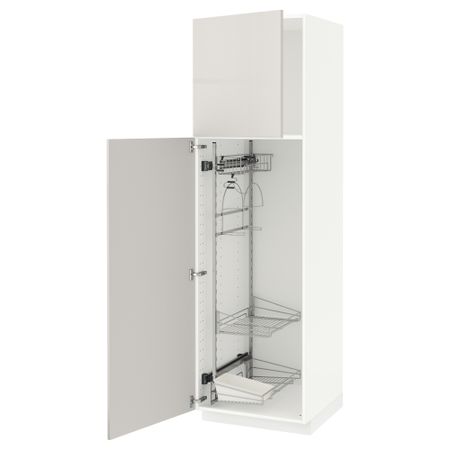 Высокий шкаф с отделением для аксессуаров для уборки, 60x60x200 cm IKEA METOD МЕТОД 194.589.61
