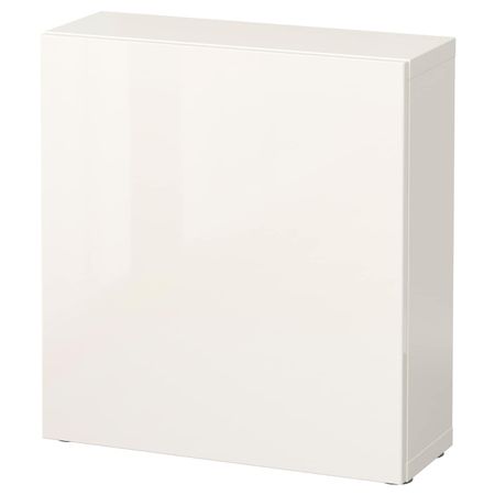 Стеллаж с дверью, белый/Сельсвикен глянцевый, белый 60x22x64 см IKEA BESTÅ БЕСТО 592.443.98