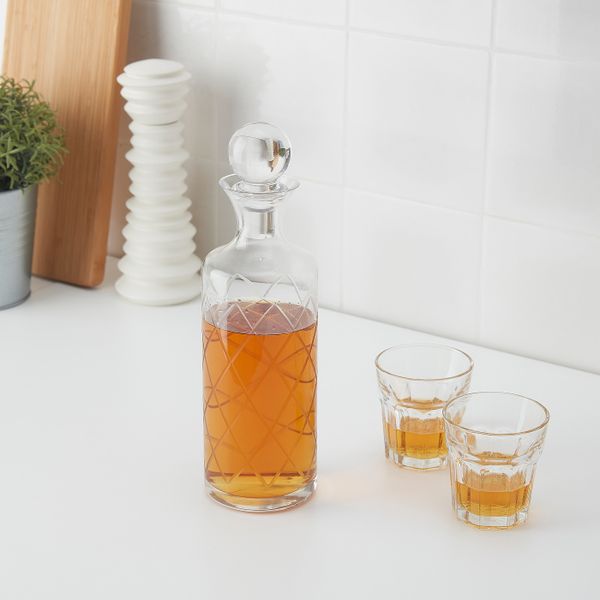 Графин с пробкой, прозрачное стекло 0.8 л IKEA CHARMERA ЧАРМЕРА 504.256.09 - схема-чертеж с размерами