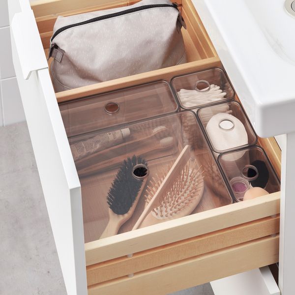 Контейнер с крышкой, 5 шт, 24x20x10 см, дымчатый IKEA GODMORGON ГОДМОРГОН 504.002.70 - схема-чертеж с размерами