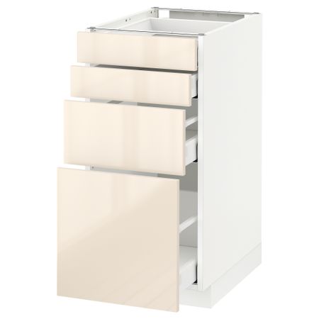 Напольный шкаф 4 фронтальных панели, 4 ящика МЕТОД / МАКСИМЕРА, белый, Рингульт кремовый