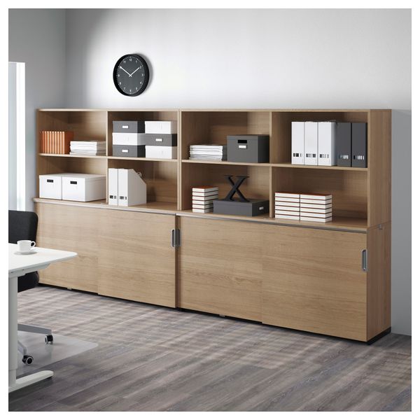 Комбинация для хранения с раздвижной дверцами ГАЛАНТ, дубовый шпон (320x160 см) - фото 2