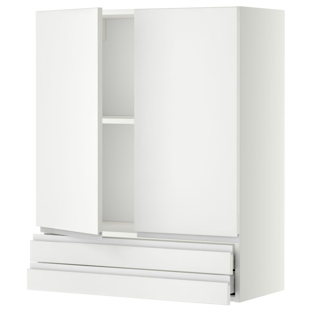 Навесной шкаф, 2 дверцы, 2 ящика МЕТОД / МАКСИМЕРА, белый, Нодста белый - фото 1