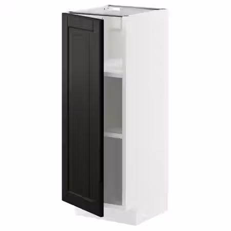 METOD Напольный шкаф с полками - белый/Bodbyn чёрный 30x37 см